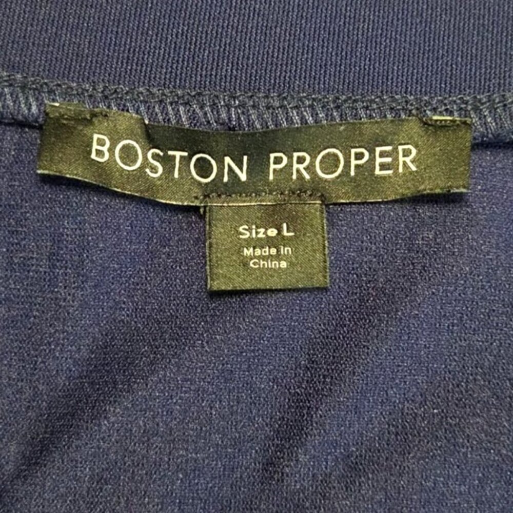 Boston Proper Navy Bell Sleeve Top W/ Gold Eyelet Details Size L - Picture 5 of 7